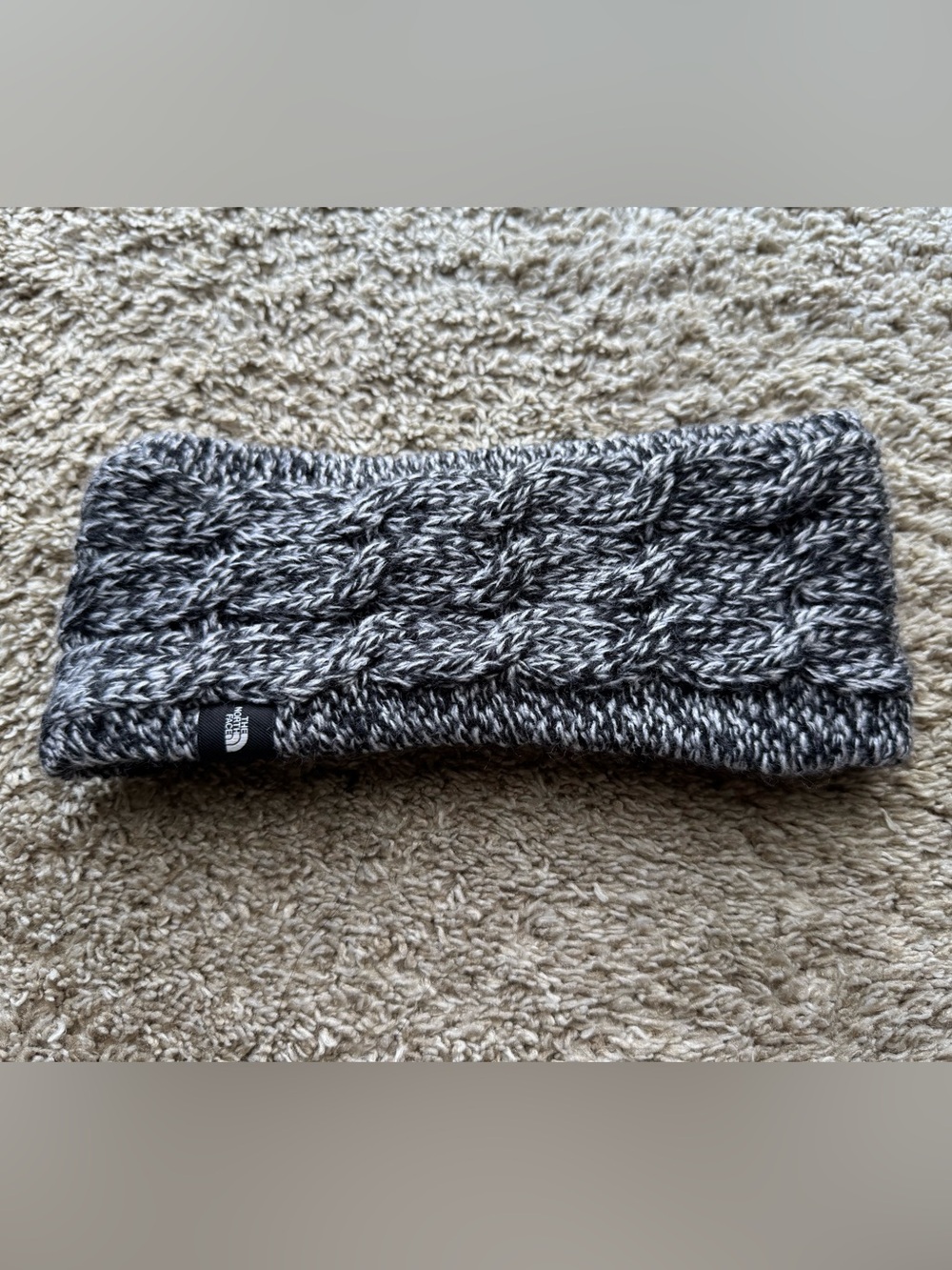 The North Face Black White Cable Knit Fleece Lined Headband One Size